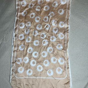 Vintage Beige and White Polka Dot Scarf Head Wrap